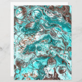 ティール（緑がかった色）バブル流体アート (正面/裏面)