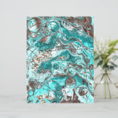 ティール（緑がかった色）バブル流体アート (スタンド正面)