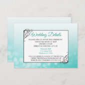 ティール（緑がかった色）バブル結婚の詳細カード エンクロージャーカード (正面/裏面)