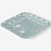 ティール(緑がかった色)バラウェディングシャワー紙プレート ペーパープレート (傾斜あり)