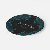 ティール（緑がかった色）バラブラックゴシック結婚ズ ペーパープレート (アングル)