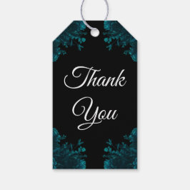 ティール（緑がかった色）バラブラックゴシッ結婚クの感謝 ギフトタグ