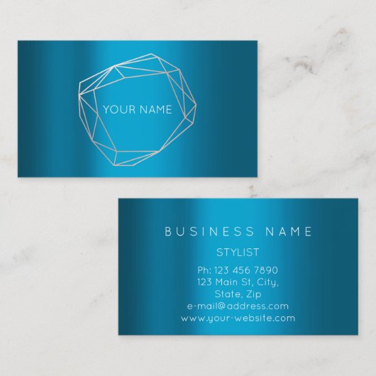 ティール（緑がかった色）バラポールフレーム幾何学的ミニマリズム 名刺 (正面/裏面)