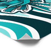 ティール（緑がかった色）バラリボンPCOS慢性疾患認識度 ポスター (角)