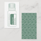 ティール(緑がかった色)バランスブルーエッセンシャル油ボトル 名刺 (正面/裏面)