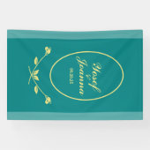 ティール(緑がかった色)バラ結婚のバナー 横断幕 (横)