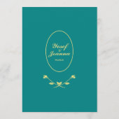 ティール（緑がかった色）バラ結婚のメニュー メニュー (裏面)