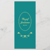 ティール（緑がかった色）バラ結婚のメニュー メニュー (裏面)