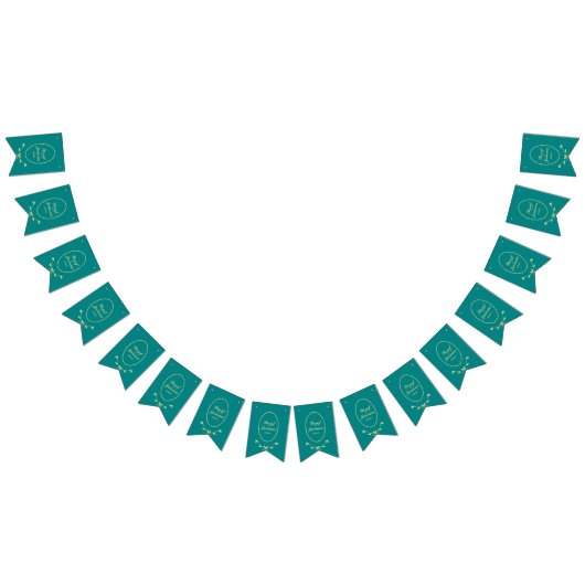 ティール（緑がかった色）バラ結婚の旗のバナー バンティングフラッグ (全)