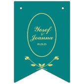 ティール（緑がかった色）バラ結婚の旗のバナー バンティングフラッグ (第2の旗)