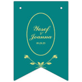 ティール（緑がかった色）バラ結婚の旗のバナー バンティングフラッグ (第1の旗)