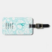 ティール（緑がかった色）バレエ ラゲッジタグ (正面横)