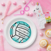 ティール(緑がかった色)バレーボール紙パーティー ペーパープレート (パーティー)