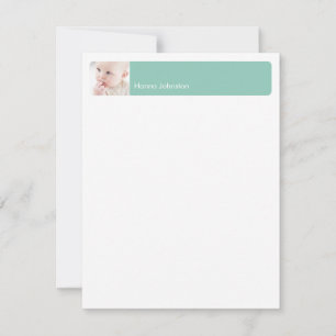 ティール(緑がかった色)バンドモダン写真感謝していyou flat note card 招待状