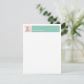 ティール（緑がかった色）バンドモダン写真感謝していyou flat note card 招待状 (スタンド正面)