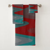 ティール(緑がかった色)バーグンの灰色の波 バスタオルセット (インサイチュ)