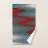 ティール（緑がかった色）バーグンの灰色の波 バスタオルセット (ハンドタオル)