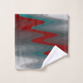 ティール（緑がかった色）バーグンの灰色の波 バスタオルセット (ウォッシュタオル)