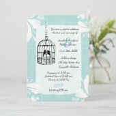 ティール(緑がかった色)バードケージ結婚式招待状 招待状 (スタンド正面)