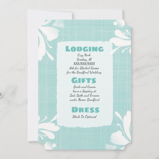 ティール（緑がかった色）バードケージ結婚式招待状 招待状 (裏面)