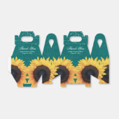 ティール（緑がかった色）バーラップひまわり結婚の花ありがとう フェイバーボックス (折り畳みなし)