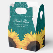 ティール（緑がかった色）バーラップひまわり結婚の花ありがとう フェイバーボックス (オープン)