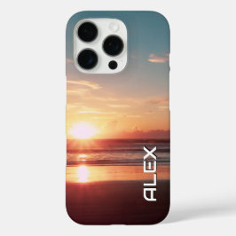 ティール（緑がかった色）&バーントオレンジサンライズオーバー海 iPhone 16 PROケース