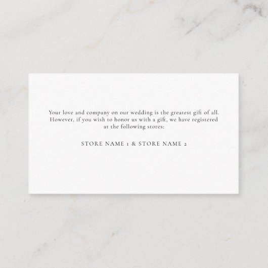 ティール（緑がかった色）バーントオレンジフローラ結婚ブケッツ詳細 エンクロージャーカード (裏面)