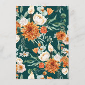 ティール（緑がかった色）バーントオレンジ素朴秋の結婚式披露宴 エンクロージャーカード (裏面)