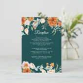 ティール（緑がかった色）バーントオレンジ素朴秋の結婚式披露宴 エンクロージャーカード (スタンド正面)