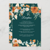 ティール（緑がかった色）バーントオレンジ素朴秋の結婚式披露宴 エンクロージャーカード (正面/裏面)