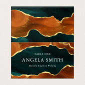 ティール(緑がかった色)、バーントオレンジ&金ゴールドアゲート結婚トの座席表 (外部フラット)