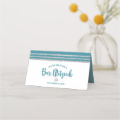 ティール（緑がかった色）バー（ユダヤ教の）バル・ミツバーシルバータルライトスクリプモダント プレイスカード (裏面)