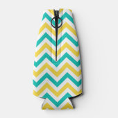 ティール(緑がかった色)、パイナップル、Wht大シェブロンジグザグパターン ボトルクーラー (裏面)