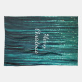 ティール(緑がかった色)パイングリーンティンセルクリスマス キッチンタオル (横)