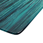 ティール（緑がかった色）パイングリーンティンゼル金ゴールドクリスマスツリー カッティングボード (角)