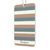 ティール（緑がかった色）パタストライプーンのパーソナライズ茶色の白 カーエアーフレッシュナー (左)