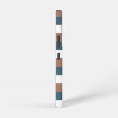 ティール（緑がかった色）パタストライプーンのパーソナライズ茶色の白 SAMSUNG GALAXYケース (右側面)