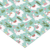 ティール(緑がかった色)パターンのかわいいラマ ショートテーブルランナー (コーナー)