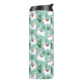 ティール(緑がかった色)パターンのかわいいラマ タンブラー (回転左)