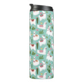 ティール(緑がかった色)パターンのかわいいラマ タンブラー (回転右)