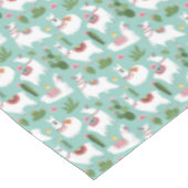 ティール(緑がかった色)パターンのかわいいラマ テーブルクロス (アングル)