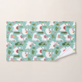 ティール(緑がかった色)パターンのかわいいラマ バスタオルセット (ハンドタオル)