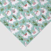 ティール(緑がかった色)パターンのかわいいラマ 薄葉紙 (詳細)