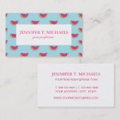 ティール(緑がかった色)パターンのスイカの切れ 名刺 (正面/裏面)