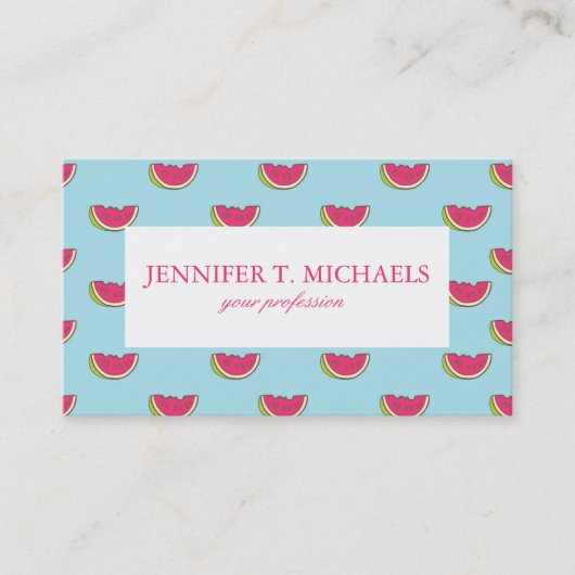 ティール(緑がかった色)パターンのスイカの切れ 名刺 (正面)