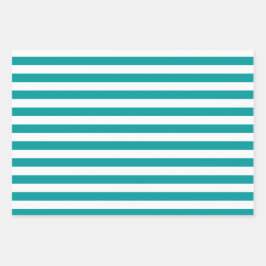 ティール（緑がかった色）パターン包装紙シートセット ラッピングペーパーシート