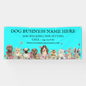 ティール（緑がかった色）パピズオンフローラボタニカルドッグトリマー 横断幕 (横)