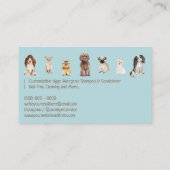 ティール（緑がかった色）パンチドッグウォーカーロイヤリティ割引ポー 名刺 (裏面)