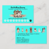 ティール(緑がかった色)パンチドッグウォーカーロイヤリティ割引 名刺 (正面/裏面)